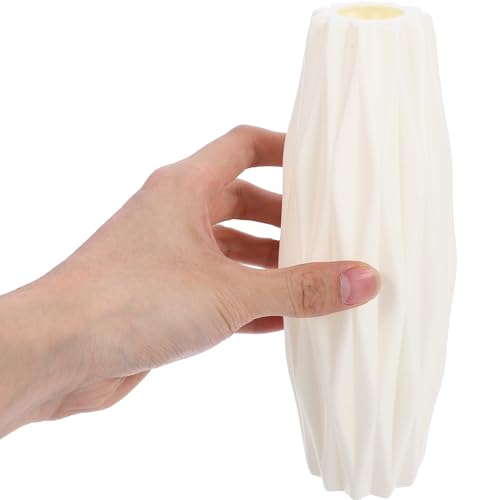 1Pc White Nordic Style Vase - Modern Minimalist Decorative Flower Container for Home and Office Decor 8.26 Inch Tall