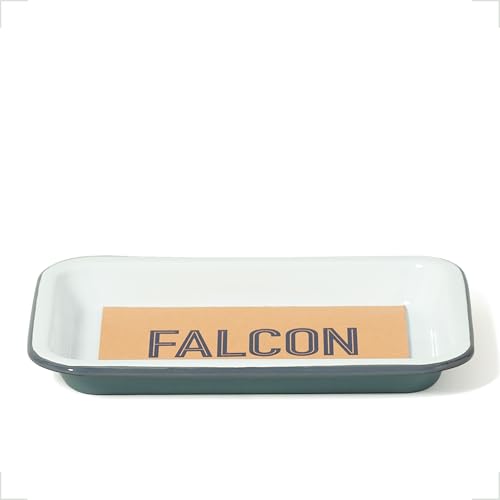 Falcon Enamelware Enamel Small Tray, 7.75” × 5”, Heavy-Gauge Steel Tray for Kitchen, Serving or Organizing (Pigeon Gray)