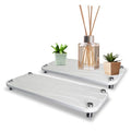2-Piece Water Absorbing Stone Tray Set – Fast-Dry Diatomite Soap Trays for Bathroom & Kitchen Sink, Silver Finish - color: Silver