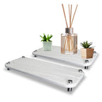 2-Piece Water Absorbing Stone Tray Set – Fast-Dry Diatomite Soap Trays for Bathroom & Kitchen Sink, Silver Finish - color: Silver
