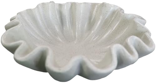 10" Large Handmade Decorative Bowl decor, Handicraft Scalloped Bowls for Modern Home Decor,Ruffle Decor,Key Bowl for Entry Table,Decorative Fruit Bowl for Kitchen Counter,Light Gray - color: Light Gray, size: 10inch