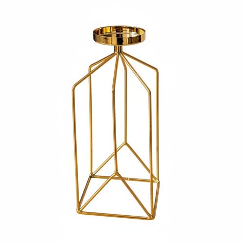 predolo Iron Art Candle Holder Minimalist Nordic Design Candlestick Modern Design Geometric Metal Candlestick for Mantelpiece, Gold, S - color: Gold, size: Small