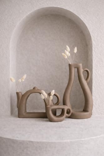 SODEF Decorative Concrete Object Set Handmade, 3 Piece Modern Minimalist Niche Shelf Tabletop Decor, Mink Gray - Mink Gray