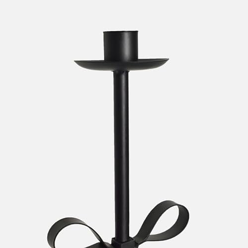 Black Taper Candle Holder Set of 2-Metal Bow Candle Sticks Holder Decor,Modern Tall Candle Holder,Decorative Candlesticks for Fireplace, Wedding, Holiday & Christmas - color: Black