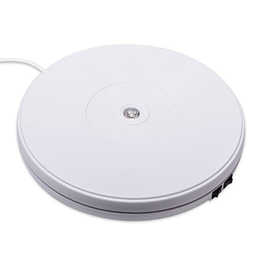 fotoconic White Electric Motorized Rotating Turntable Display Stand with LED, Type-C Cable, 10 Inch / 25cm Diameter, 20 Lbs Centric Loading for Shop Display - size: White 10", 20 Lb Max Loading