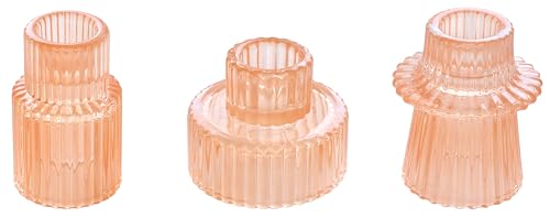 Vixdonos Taper Glass Candlestick Holders Tealight Candle Holders for Table Centerpieces, Wedding Decor and Dinner Party (3 Pcs, Orange Pink) - color: Orange Pink, size: 3 Pcs