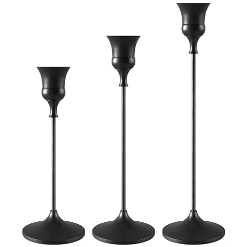 Showin Candlestick Holders Black, 3 Packs Taper Candle Holder for Candlesticks, Candle Sticks Holder Decor for Home Decor - color: Black