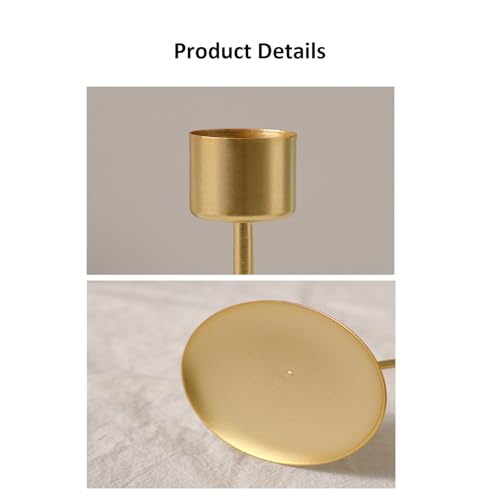 Gold Brass Candlestick Holders Set Metal Taper Candle Holders Vintage Pillar Candle Stick Holder Housewarming Gift for Wedding Table Centerpiece, Dinning, Party, Christmas, Home Decor