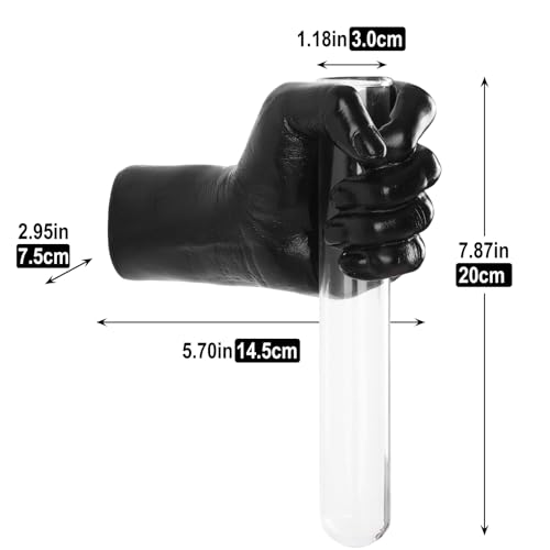 Black Wall Sculptures, Hand Vases Home Decor, Wall Mount Art Sculpture, Unique Wall Art Statue, Funky Flower Vase Decorations, Modern Eclectic Hanging Decor,Glass Test Tube Vase - color: Black