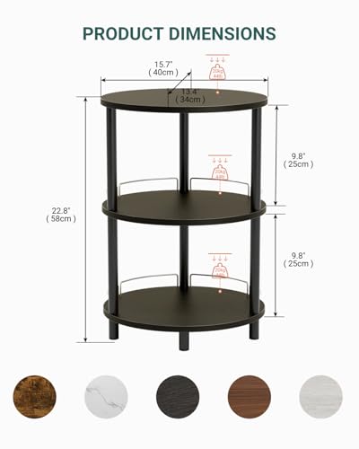 Small Nesting Coffee Table - 3-Tier Oval Accent Table for Small Spaces, Rustic Wood and Metal Couch End Table, Nightstand for Bedroom or End Table Living Room, Easy to Assemble, Charcoal Wenge - color: Charcoal Wenge, size: 1-Pack, style: With Guard Rail