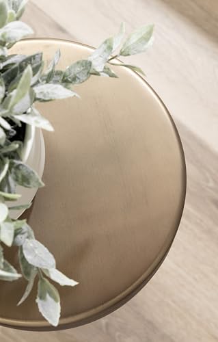 Kate and Laurel Solbrett Modern Sophisticated Metal Drink Table, 10 x 10 x 22, Antique Brass, Contemporary Mini Pedestal Table with Unique Sculptural Design for Use as Indoor Plant Stand - color: Gold