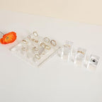 GemeShou Transparent Ring storage tray with 12 clips, Acrylic Jewelry ring display stand for selling, Clear Ring Jewelry holder for show【Acrylic ring tray with 16 clips】