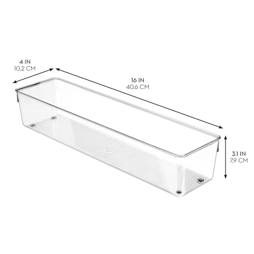 iDesign Plastic Drawer Organizer Bins - Storage for Kitchen, Bathroom, and Desk Drawers - Set of 3 - Clear - style: Pack of 3