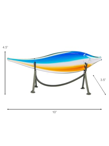 Dale Tiffany AS24127 Murano Style Garfish Handcrafted Art Glass Sculpture with Stand, Blue, 10-Inch Wide - size: 10-Inch Wide