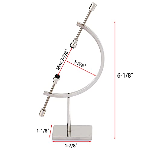 JUXYES Silver Tone Metal Sphere Holder Caliper Stand, Hold Max to 2-7/8, Caliper Style Display Stand for Mineral, Ornament, Gem, Shell, Coin, etc - color: Silver, size: S