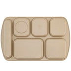 G.E.T. 6 Compartment School Cafeteria Tray, Right Handed, 10" x 15", Sandstone (4 Pack) - color: Sandstone, size: 10" x 15", style: 4 Pack Right Handed Trays