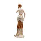 Comfy Hour 13" Glamour Elegance Art Deco Lady Figurine, Elegant Standing Woman Statue in Shimmering Gold and Tan Gown, Roaring 20s Style Desktop Decor Accent, 1 Unit - color: Elegant Standing Lady