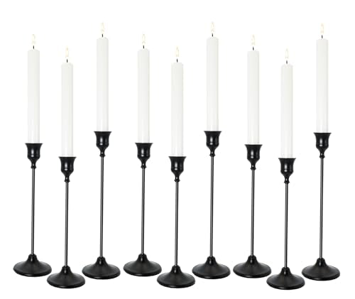 Candlestick Holders, Black Metal Taper Candle Holder, Vintage Candle Holders for Pillar Candles, Table Mantel Wedding Festive Decor Party Party Decor Christmas Decorations, Set of 9 - color: Black, size: 9PCS