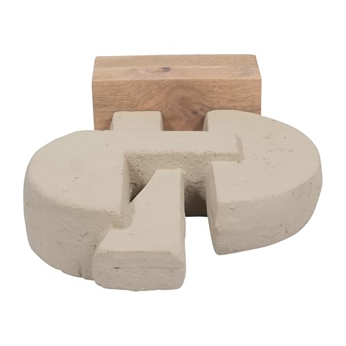 Sagebrook Home Modern Glam Abstract Sculpture - Geometric Design, Handmade Ecomix & Mango Wood, Elegant Home & Office Decor for Living Room, Bedroom & Desk, 13" Ivory Tan