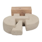 Sagebrook Home Modern Glam Abstract Sculpture - Geometric Design, Handmade Ecomix & Mango Wood, Elegant Home & Office Decor for Living Room, Bedroom & Desk, 13" Ivory Tan