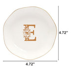 Ceramic Jewelry Tray Initial Ring Dish Personalized E-Monogrammed Engagement Wedding Gifts,Decorative Jewelry Holder for Friends,Sister,Birthday Mother's Day Christmas for Women,Ceramic White - style: E