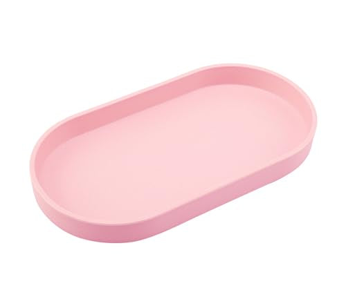 Pink Small Tray (10 inch), Oval Tray for Bathtub Bathroom Vanity Items, Countertop Organizer, Soap, Perfume. - color: Pink, size: 10.2" x 5.5" x 1.1"