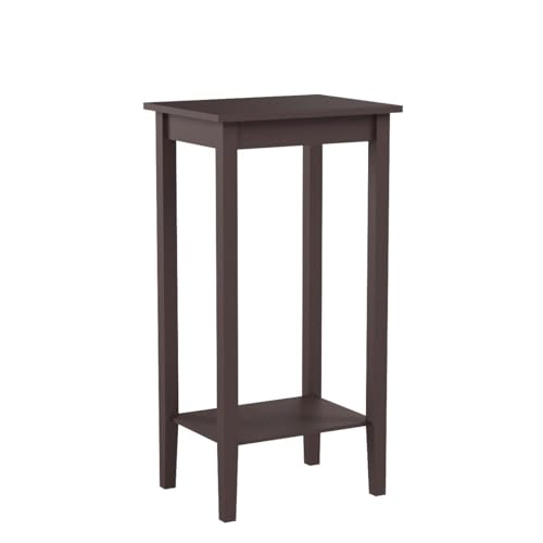 Yaheetech Side Table Set of 2, Wooden End Tables with Storage Shelf and Solid Wood Legs, 29in High Telephone Table Narrow Sofa Side Tables for Living Room/Small Spaces/Hallway/Study, Dark Coffee - style: Double