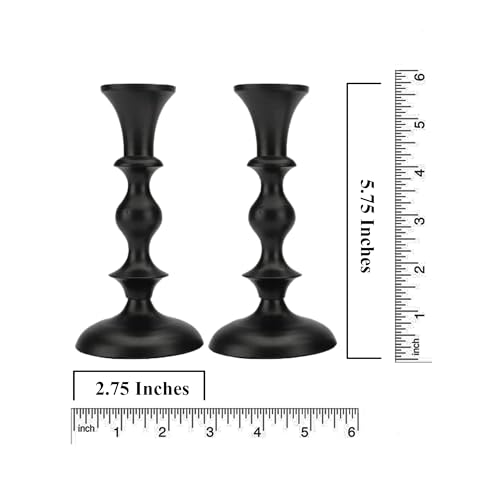 Black Candle Holders Set of 2 Decorative Centerpiece Table Candlesticks Holders for Taper Candles Home Decor Easter Candle Holders for Dinner Party Wedding Decorations - color: Black Matte