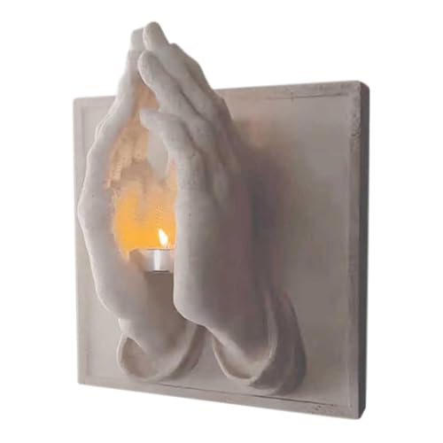 Praying Hands-A Perfect Blend of Warmth and Wishes, Praying Hands Candle Holder, 3D Wall Sconce Art Sculpture, Inspirational Prayer for Home, Office, Church Decorations (White) - color: White