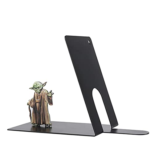 Creative L Shaped Color Book Ends, Heavy Duty Metal Bookends Office Home Decorative Book Stopper Bookshelf Gift (Color : Black)