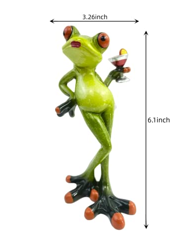 VVGIFTS Frog Figurines Decor Funny Cute Craft Resin Frog Sculpture Statue for Home Office Desk Tabletop Bathroom Decoration, Ornament Gift (Frog Drinking Drink) - color: Frog Drinking Drink