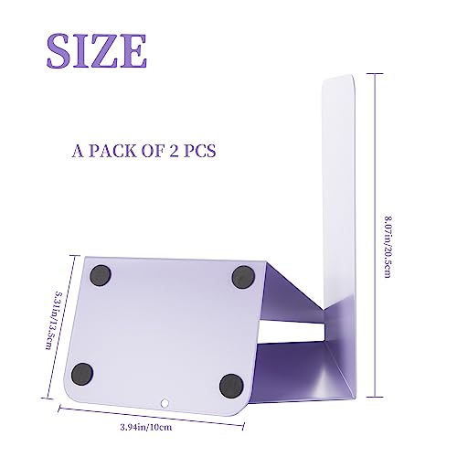 Metal Book Ends Bookend for Shelves Book Holder - color: Purple