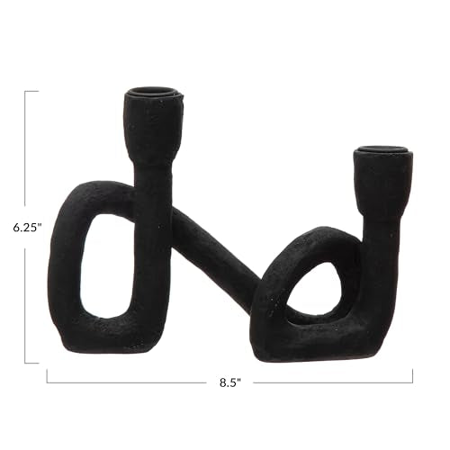 Bloomingville Decorative Resin Double Taper Candle Holder, Black - color: Black