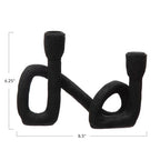 Bloomingville Decorative Resin Double Taper Candle Holder, Black - color: Black