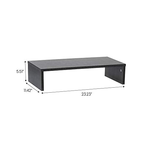 IRIS USA 1-Tier Multi-Purpose PC Monitor Organizer Stand, Stackable Ergonomic Desktop and Countertop Riser for Computer Laptop TV Shoes Kitchen Pantry and Closet Organization, Black - color: Black, size: 23.23x11.42x5.51 Inches