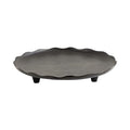 Kate and Laurel Alessia Modern Decorative Scalloped Round Footed Metal Tray; 16 Inch Diameter; Black; Transitional Food-Safe Cast Aluminum Pedestal Tray with Rough Texture and Deckled Edge - color: Black