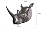 DECORVOID Large Metal Rhino Head Wall Sculpture – Unique Aluminum Figurine for Bold Home, Office, or Restaurant Décor