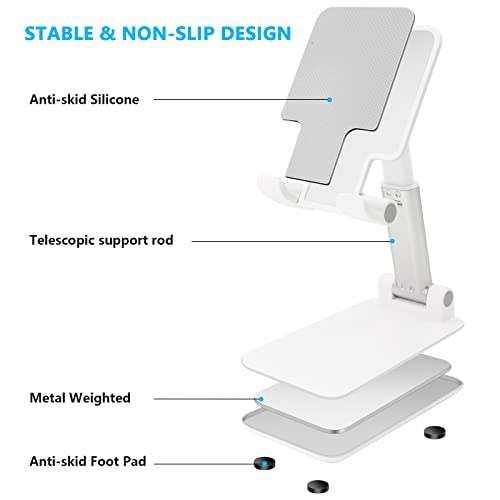 2 Pack Cell Phone Stand, Fully Adjustable Angle Height Phone Stand for Desktop, Foldable Phone Holder Compatible with All Phones 15 14 13 12 11 (Black and White) - color: D-Black & White