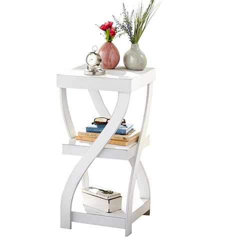The Lakeside Collection Distressed Twisted Wood Accent Table - Distressed White - color: Distressed White