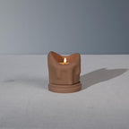 Handcrafted Tealight Candle Holder Designed as a Melting Candle; Handmade Tea Light Candle Holder; Bathroom, Living Room Mantel, Entryway, Buffet and Dining Table Decoration Brown - color: Brown