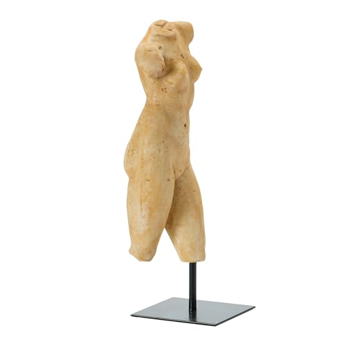 Creative Co-Op Resin Female Body Figure on Metal Stand, Plaster Finish, Natural - color: Natural