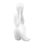 Abstract Thinker Statue | Synthetic Home Accent for Living Room/Office Desk/Bookshelf | Hollow Design Art Sculpture Collectible Present (White Focus) - style: White Focus