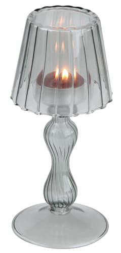 Gurfuy Desk Lamp Shaped Glass Candle Holder - Glass Hurricane Candleholder Crystal Decorative Candle Stand for Table Wedding Dinning Centerpieces Party Supplies Festival Decor Grey - color: Gray