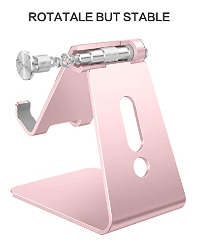 OMOTON Adjustable Cell Phone Stand, C2 Aluminum Desktop Phone Holder Dock Compatible with iPhone 15 14 13 Xs XR 8 Plus 7 6, Samsung Galaxy, Google Pixel, Android Phones, Rose Gold - color: Rose Gold