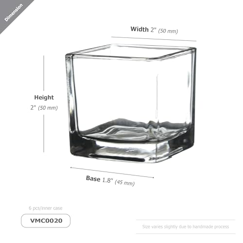 WGVI Clear Square Glass Tea Light Votive Candle Holder, Width 2", Height 2", Small Cube CandleHolders Container Dish Terrarium Tabletop Ambient Decor, 1 Pieces - size: Clear Cube 2"H