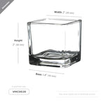WGVI Clear Square Glass Tea Light Votive Candle Holder, Width 2", Height 2", Small Cube CandleHolders Container Dish Terrarium Tabletop Ambient Decor, 1 Pieces - size: Clear Cube 2"H