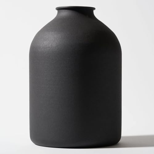 Large Black Vase for Flowers Decor Living Room - 8.6in Tall, Matte Black Arlo Vase for Dining Coffee Table Centerpieces, Wabi Sabi Decor, Big Decorative Modern - color: Black