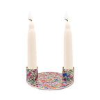 Yair Emanuel Flat Plate Candle Holders for Shabbat 4 Inch Vibrant Pattern Design Modern Judaica Gift (CSE-4 Butterflies) - color: Cse-4 Butterflies