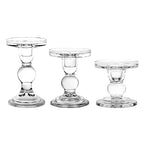 3-Piece Set of Glass Candlestick, Crystal Candlestick Holder Holder and Conical Candle, Christmas Candle Holder Decoration, Family Living Room Wedding Candle Holder (Clear) - color: Clear