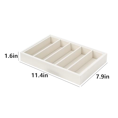 Bedside Organizer - Multi-use Holder for Desk Drawer, Nightstand, Desktop - Catchall Tray for Jewelry, Sunglasses, Phone, Watch, Perfume, Lipstick (Beige 5Grid) - color: Beige Velvet, size: 5 Grid